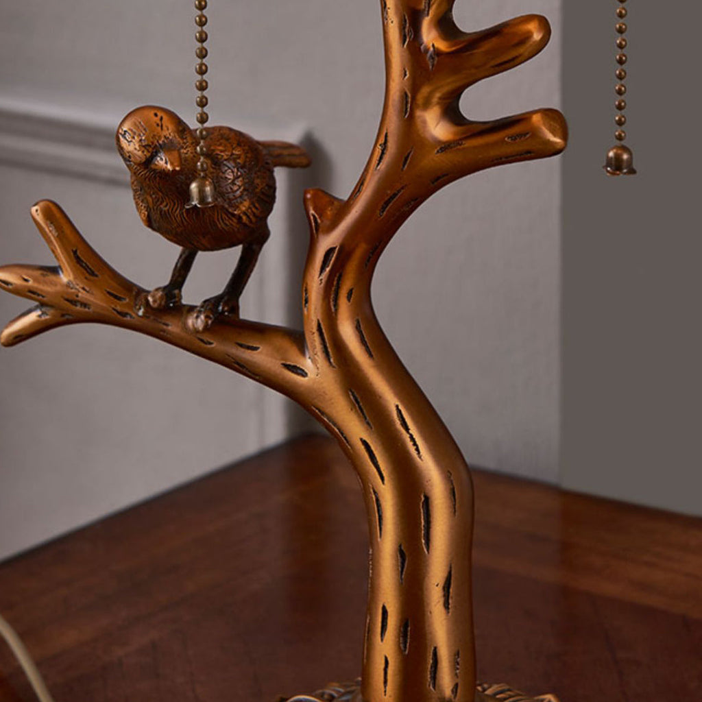 Full Copper Bird Decoration 2-Light Table Lamp