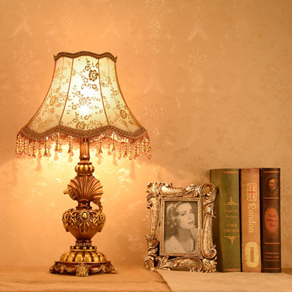 Fabric Tassel Resin Court Table Lamp
