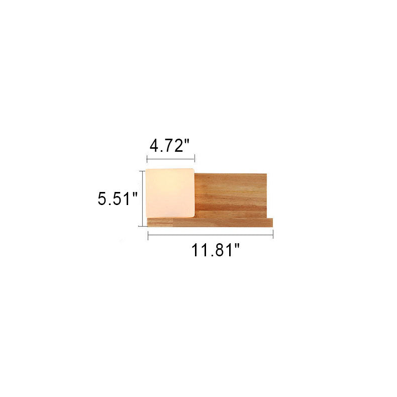 Wood Square Glass Wall Lamp