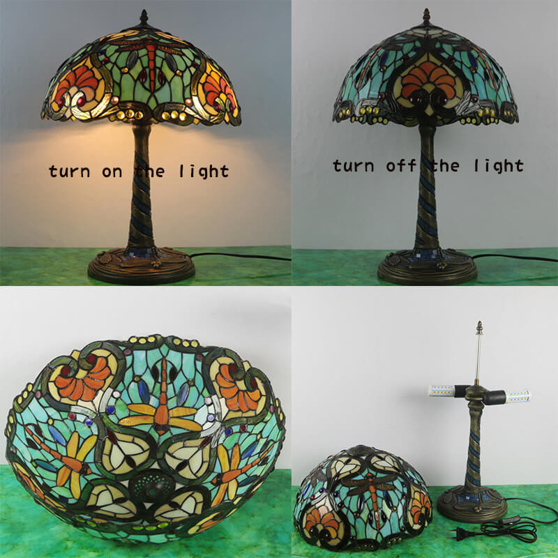 Flower Decor Stained Glass 2-Light Table Lamp