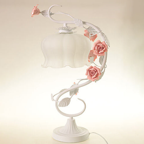 Romantic Pink Glass Ceramics Table Lamp