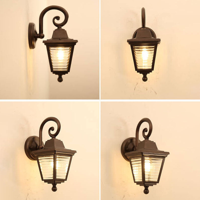 Striped Glass Square Cage Outdoor Light