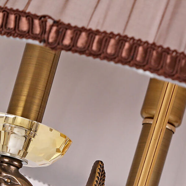 Fabric Candle Crystal 3/4 3-Light Table Lamp