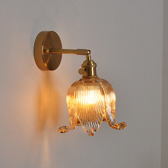 Brass Glass Bell Flower Wall Lamp