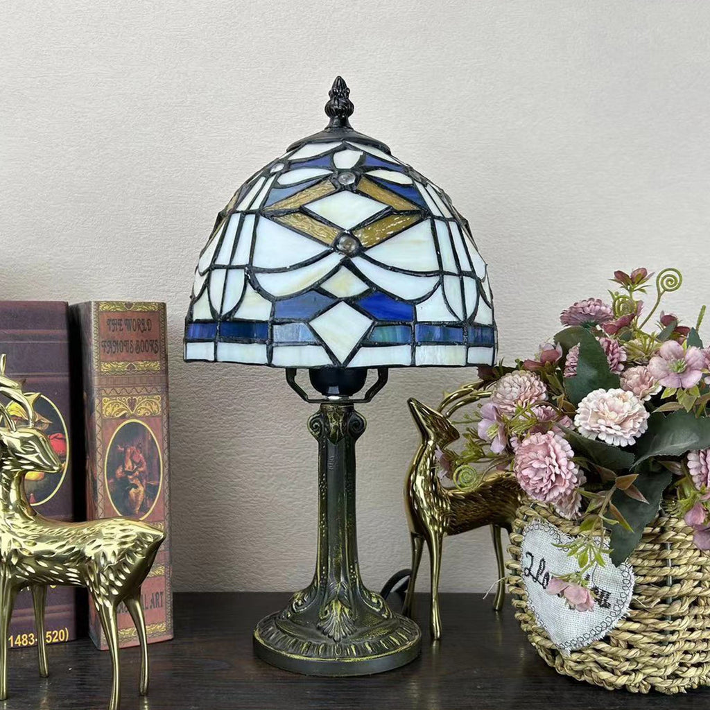 Alloy Glass Dome Flower Table Lamp