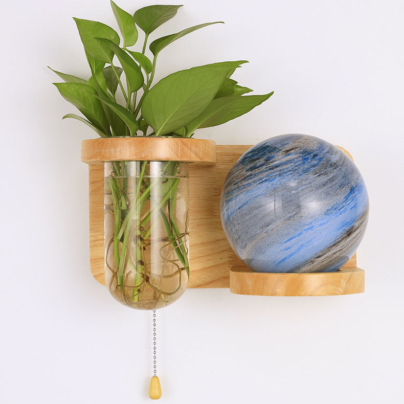 Oak Glass Planet Wall Lamp