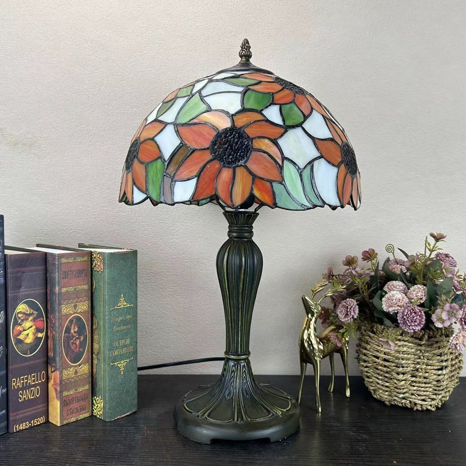Metal Glass Dome Grape Table Lamp