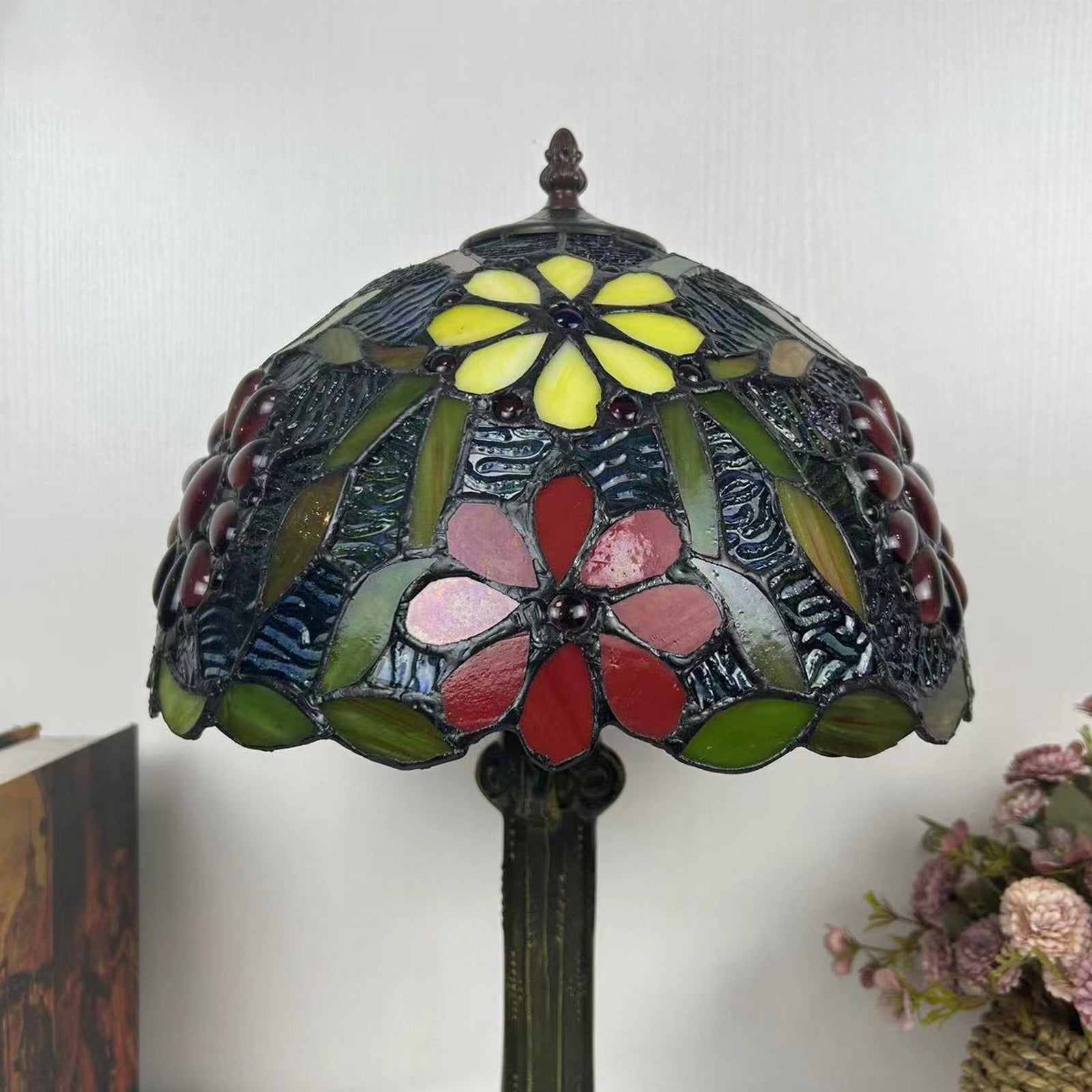 Dome Flower Iron Glass Table Lamp