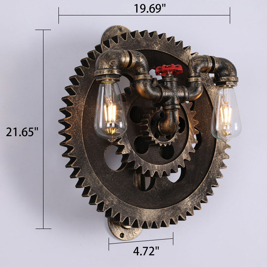 Gear-shaped Wrought Iron Wall Lamp
