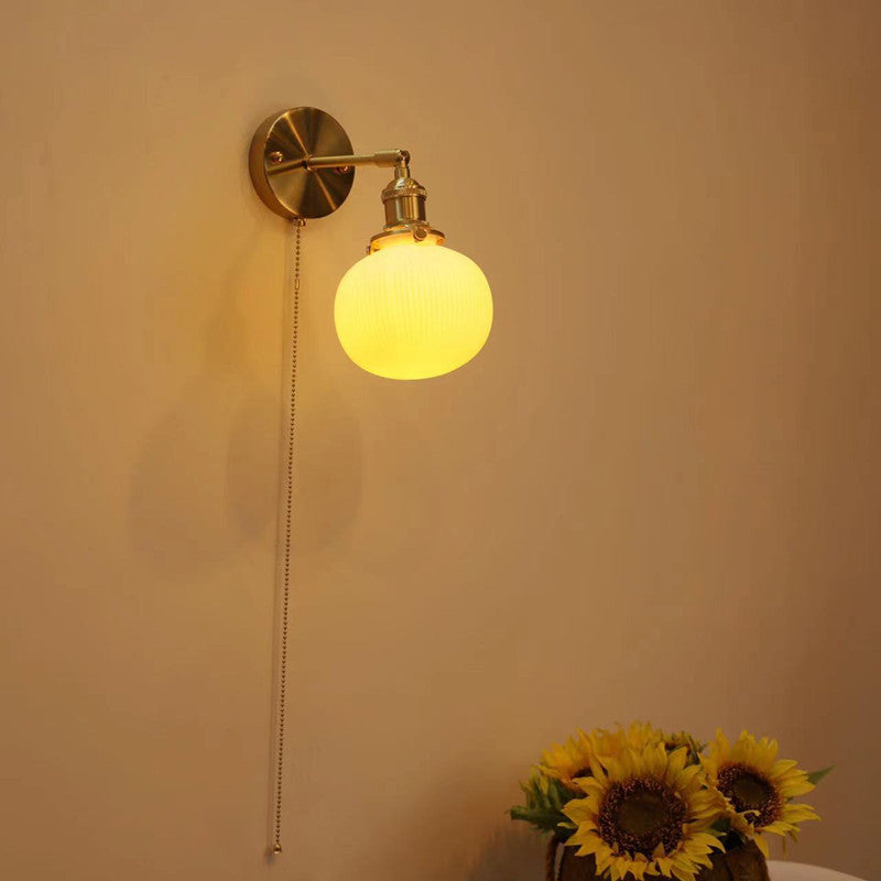Brass Round Vanity Bedroom Wall Lamp