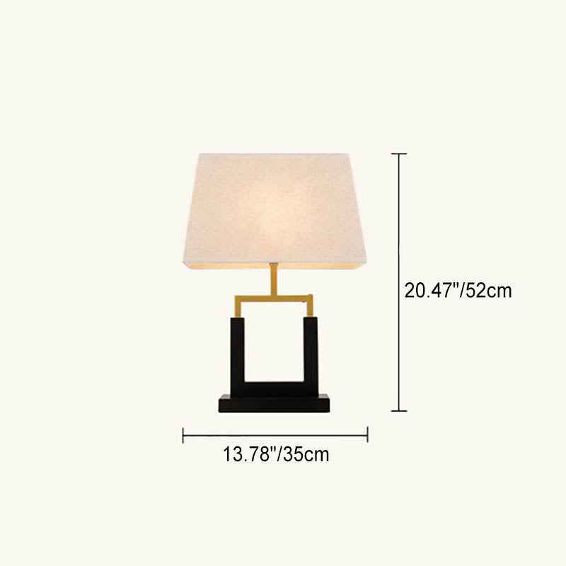 Wrought Iron Fabric Cylinder Table Lamp