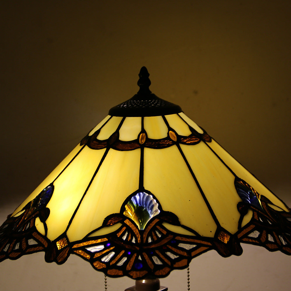 Mediterranean Stained Glass Cone 2-Light Table Lamp