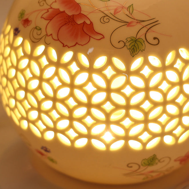 Flower Umbrella Glass Ceramic Table Lamp