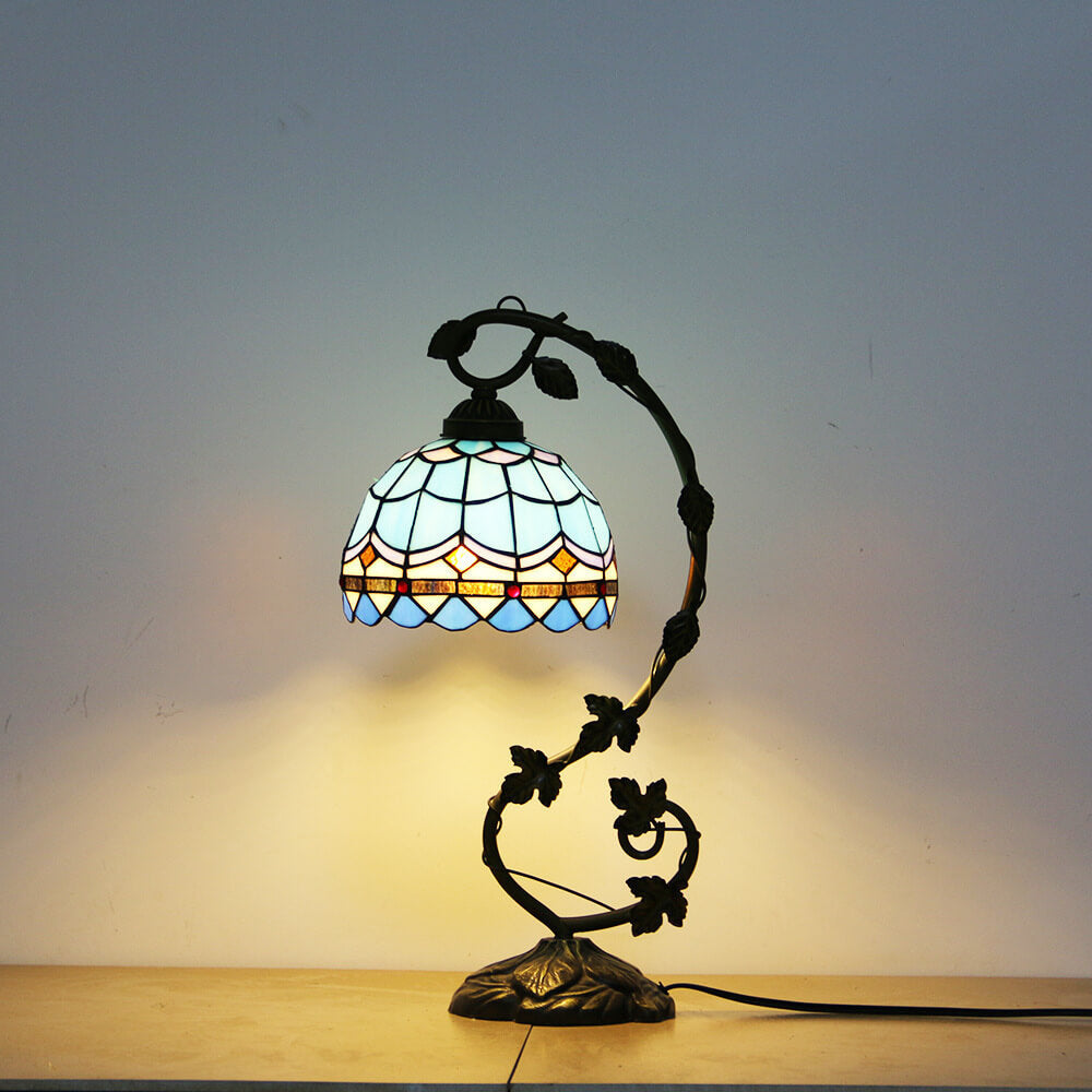 Rose Stained Glass Vine Table Lamp