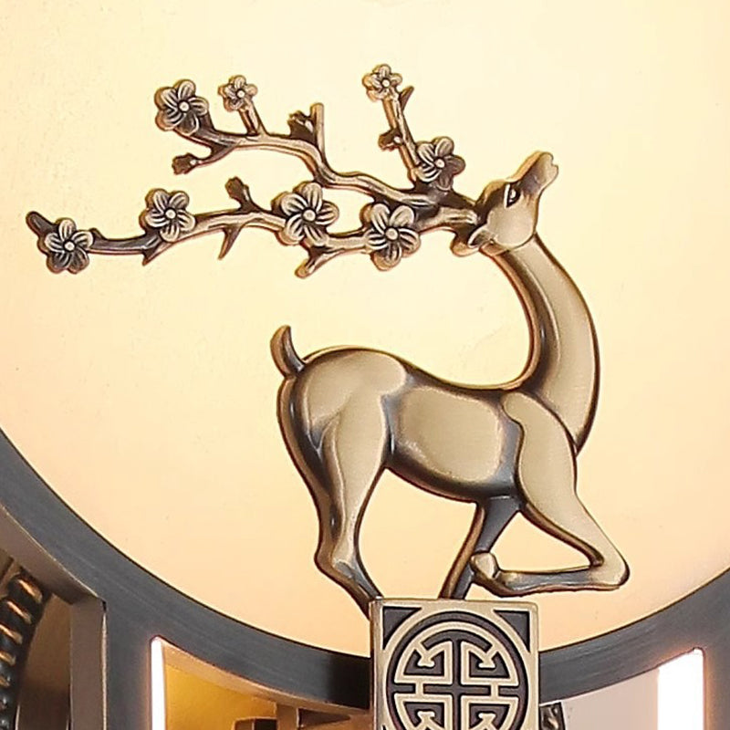 Round Deer Marble Copper Wall Lamp