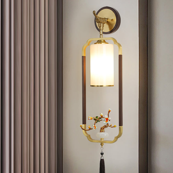 Polygonal Copper Frame Cylindrical Wall Lamp