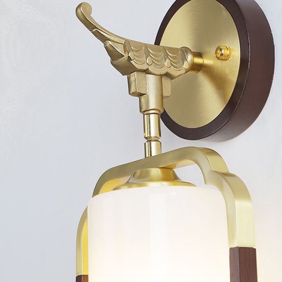 Polygonal Copper Frame Cylindrical Wall Lamp