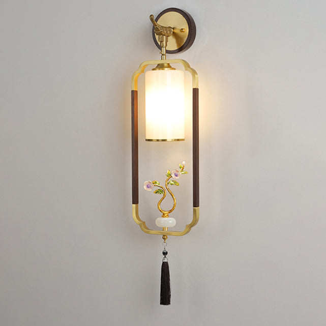 Polygonal Copper Frame Cylindrical Wall Lamp