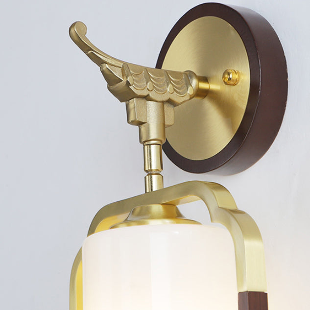 Polygonal Copper Frame Cylindrical Wall Lamp