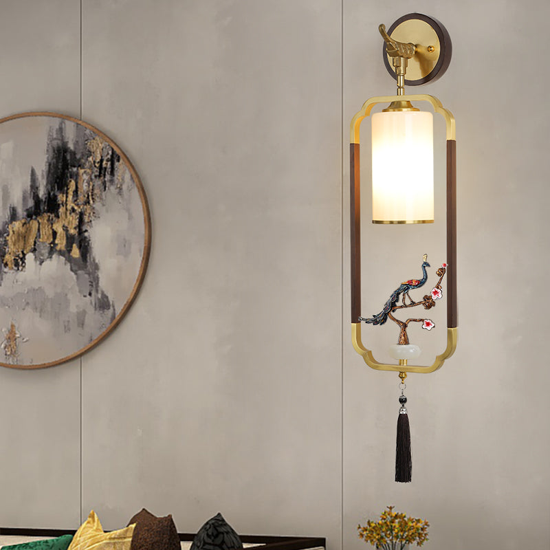 Polygonal Copper Frame Cylindrical Wall Lamp