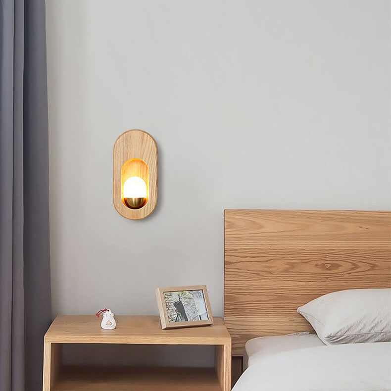 Circle Ring Solid Wood Wall Lamp