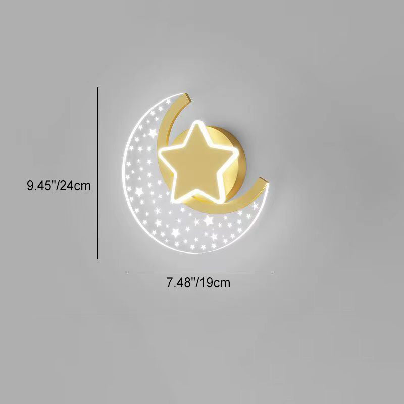 Iron Aluminum Acrylic Moon Wall Lamp