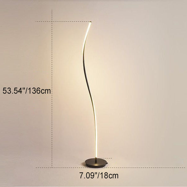 Aluminum Iron Long Curve Floor Lamp