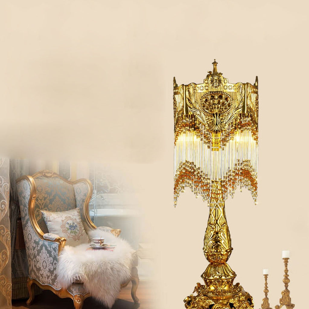 Brass Crystal Tassel Table Lamp