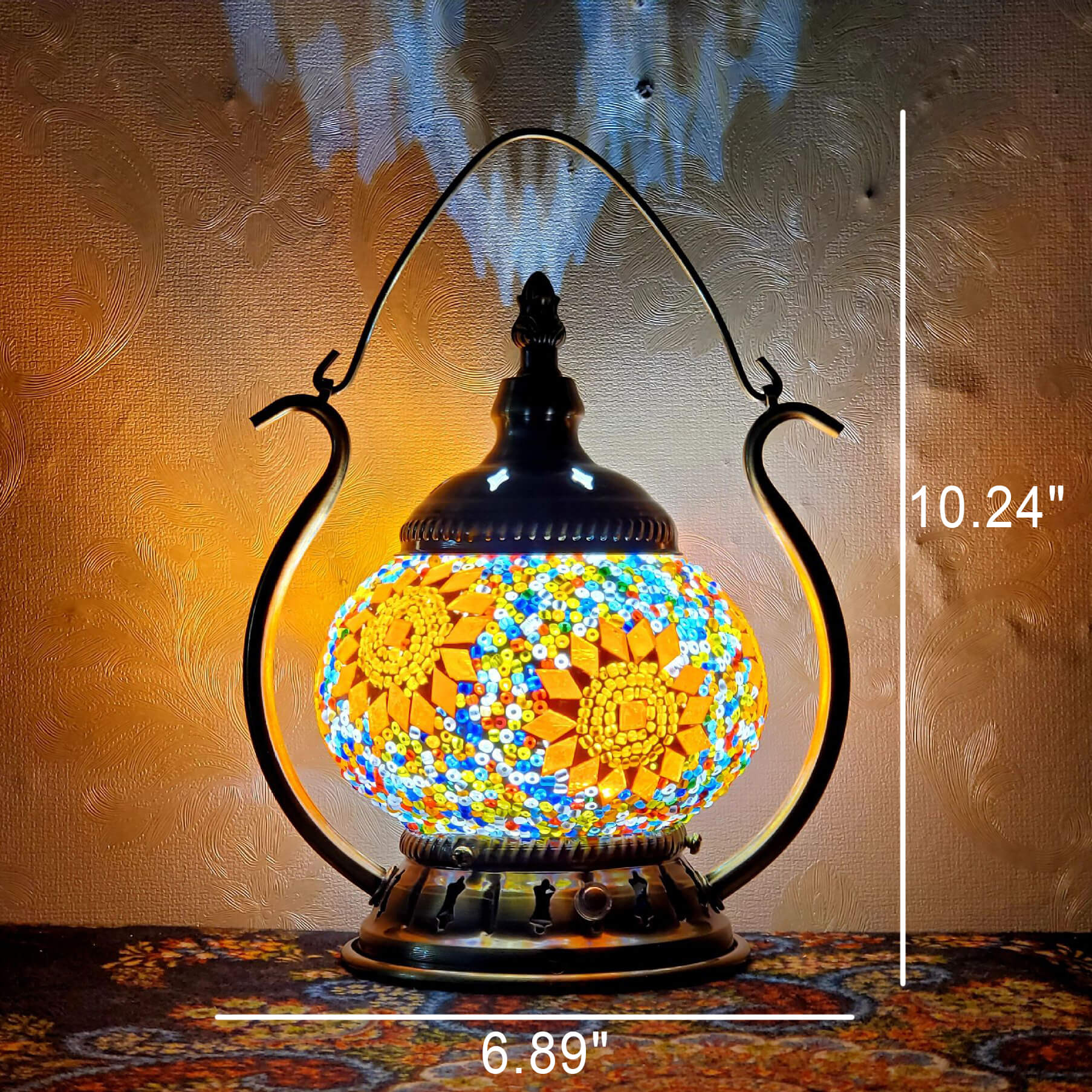 Moroccan Stained Glass Round Table Lamp