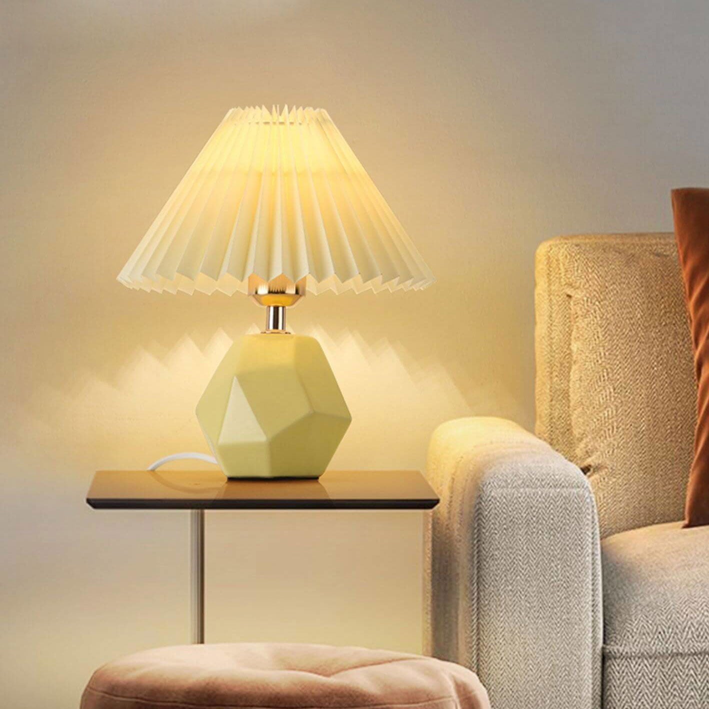 Milk Yellow Pleated Geometric Table Lamp