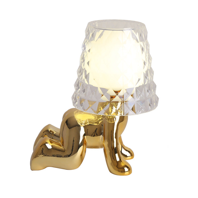Acrylic Lampshade Electroplating Golden Table Lamp