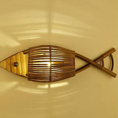 Bamboo Weaving Fish Shaped Wall Lamp