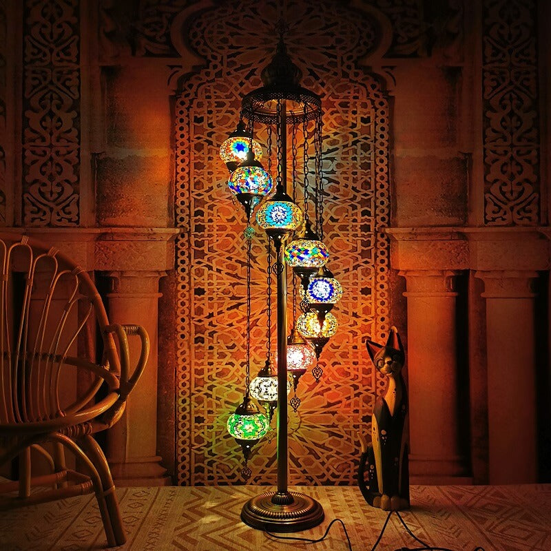Retro Turkish Moroccan Globe 9-Light Floor Lamp