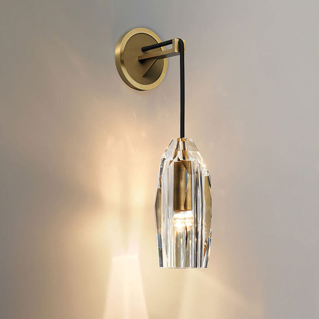 Crystal Column Copper Wall Lamp