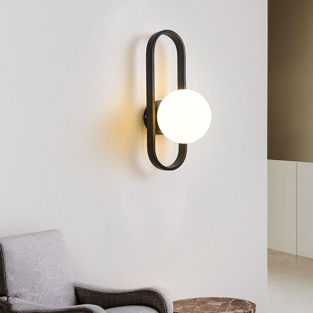 Oval Ring Iron Glass Wall Lamp