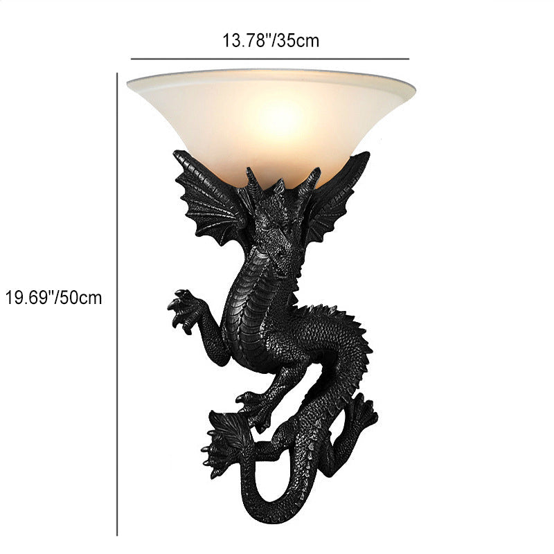 Resin Glass Dragon Semi-Circular Wall Lamp