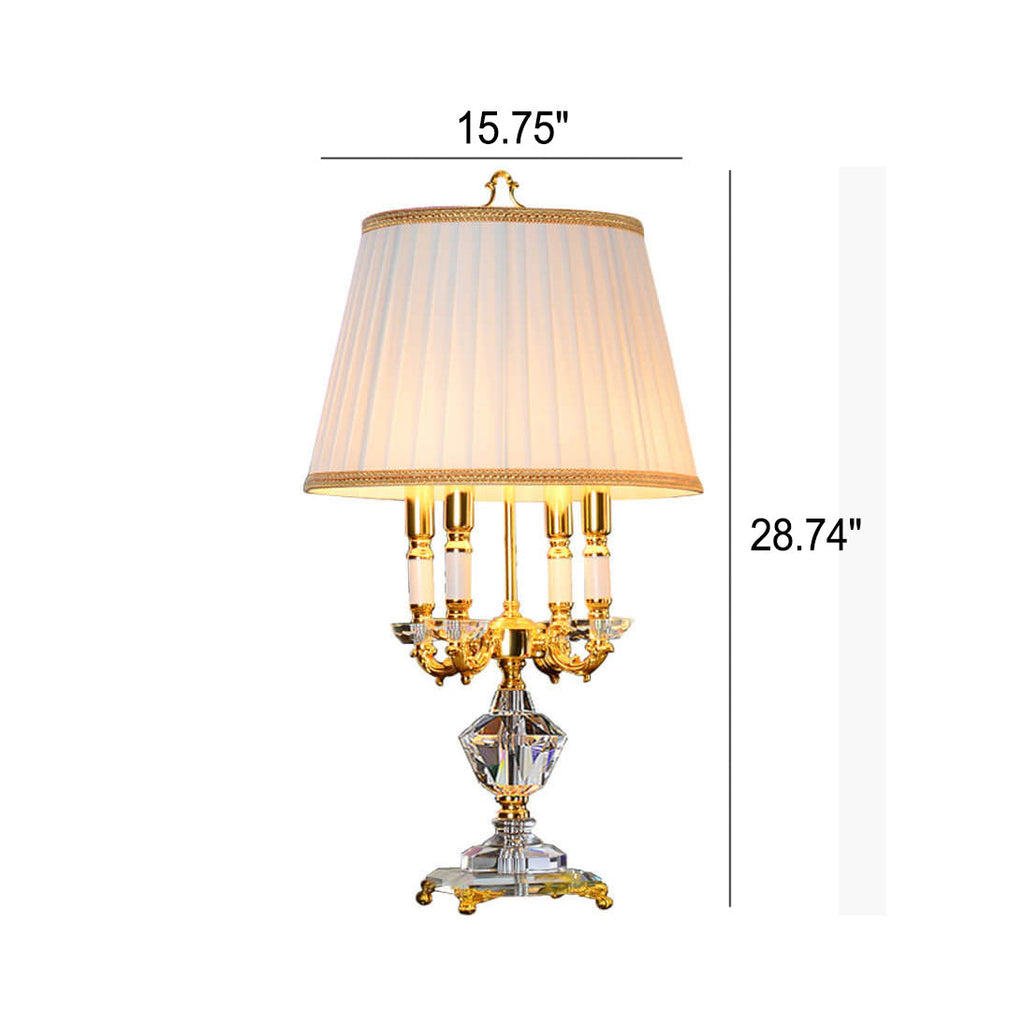 Fabric Candle Holder Crystal 4-Light Table Lamp