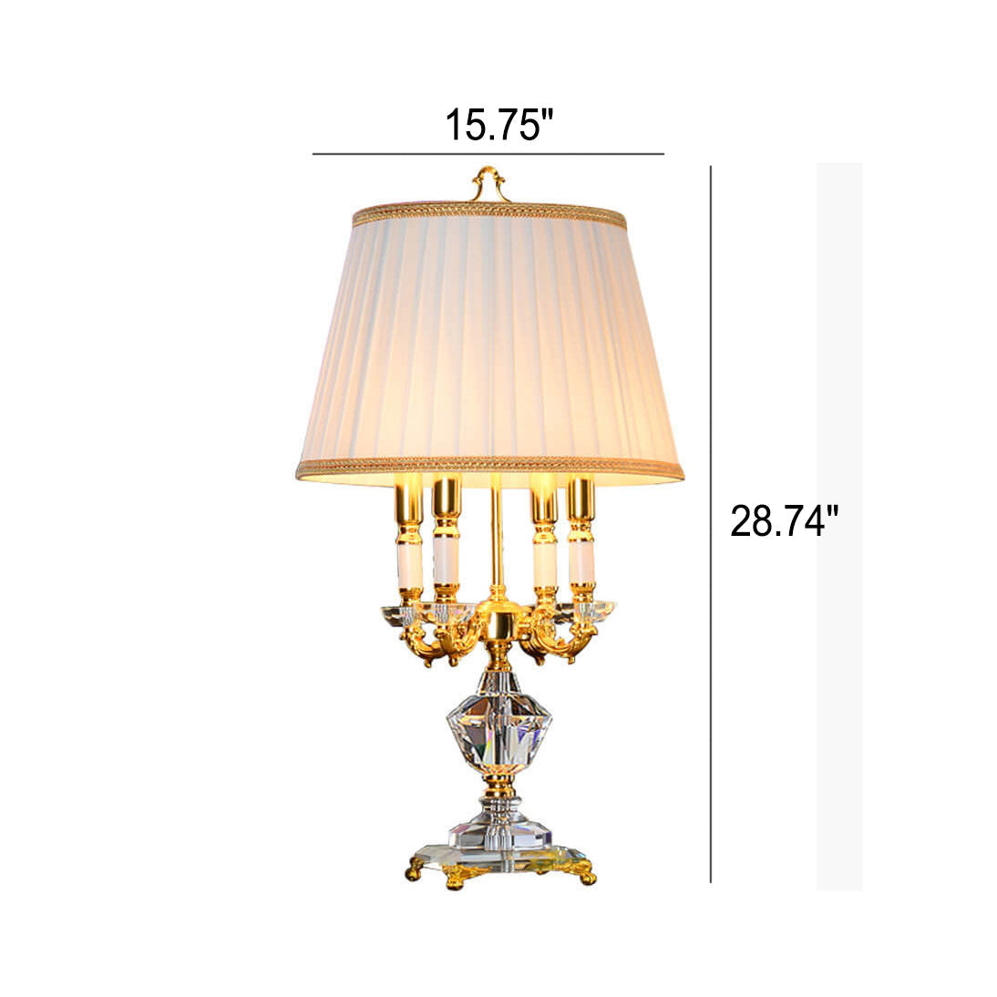 Fabric Candle Holder Crystal 4-Light Table Lamp