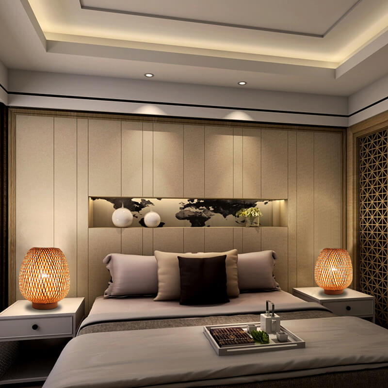 Bamboo Weaving Round Decorative Table Lamp