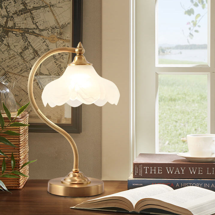 Brass Glass Petal Table Lamp