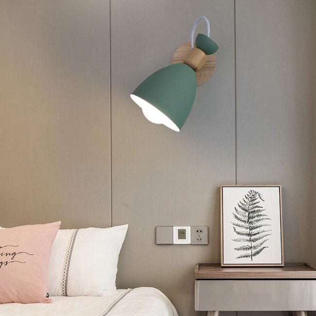 Macaron Iron Solid Wood Wall Lamp
