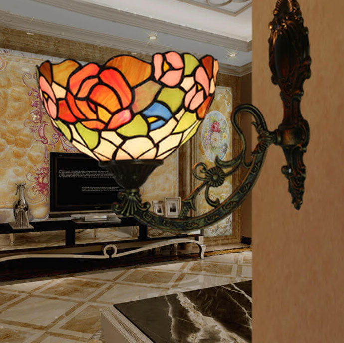 Flower Stained Glass Wall Lamp
