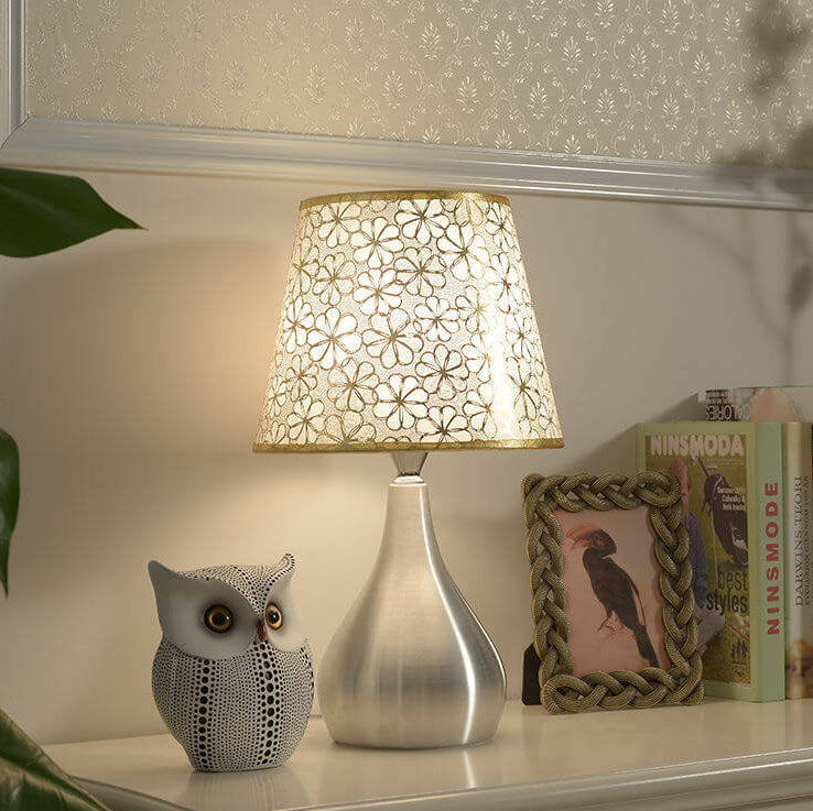 Fabric Lampshade Silver Table Lamp