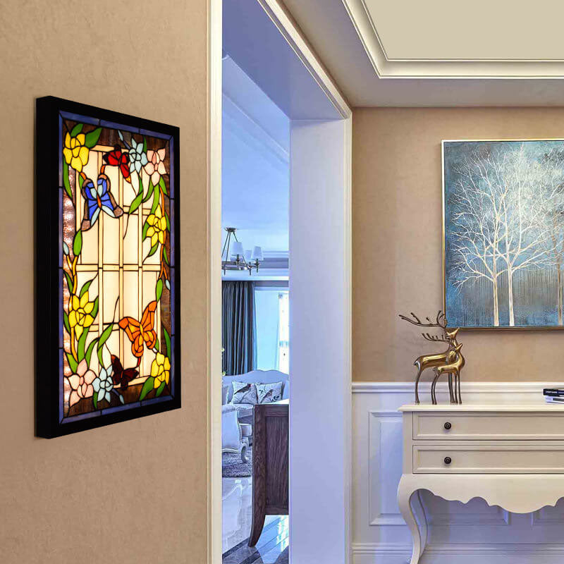 Stained Glass Rectangular Decorative Wall Lamp