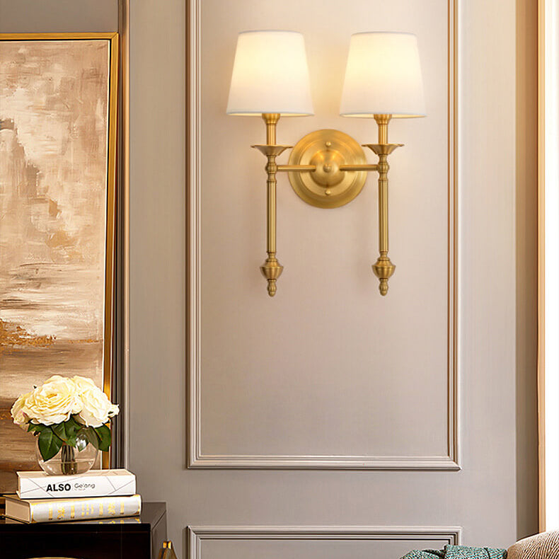 Brass Fabric 1/2 Wall Lamp