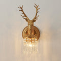 Deer Head Brass Crystal Wall Lamp