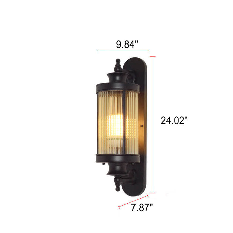 Cylindrical Glass Iron Outdoor Light