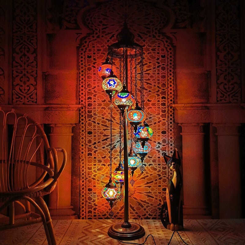 Retro Turkish Moroccan Globe 9-Light Floor Lamp