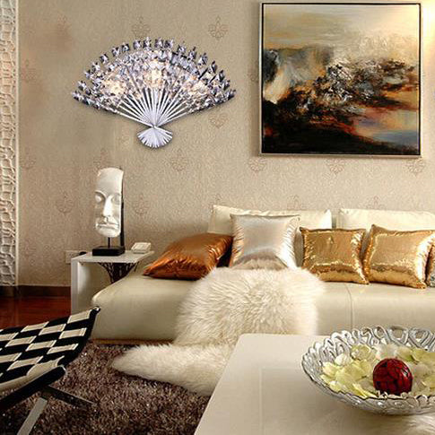 Crystal Fan Shape 3-Light Wall Lamp