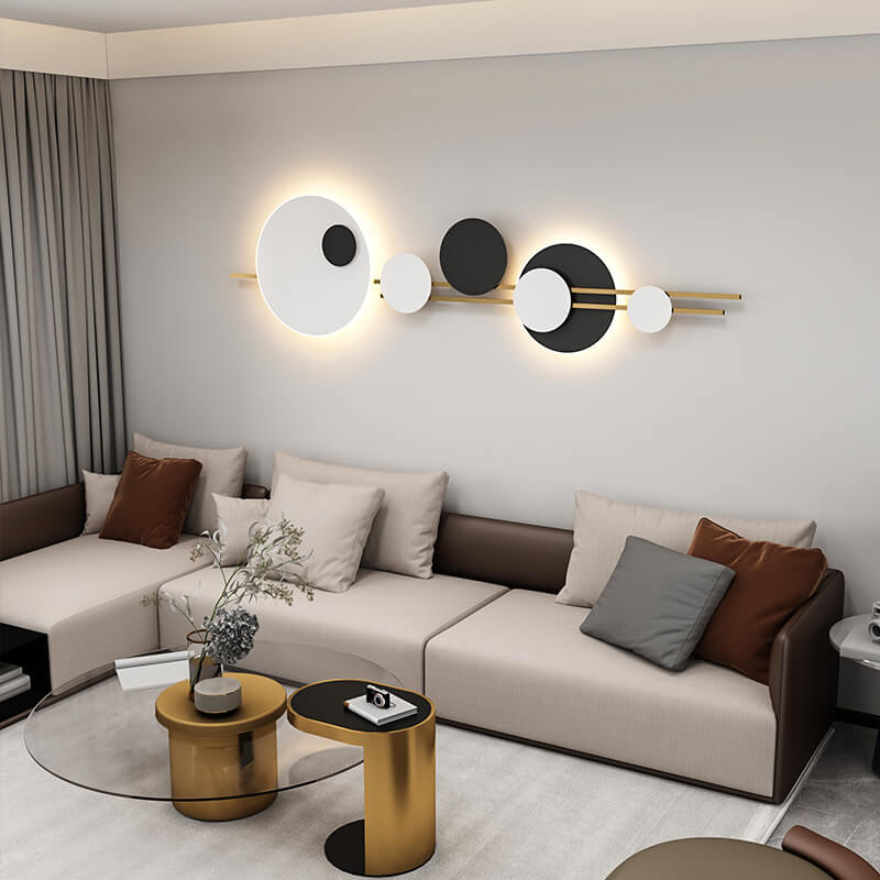 Round Iron Faux Leather Wall Lamp